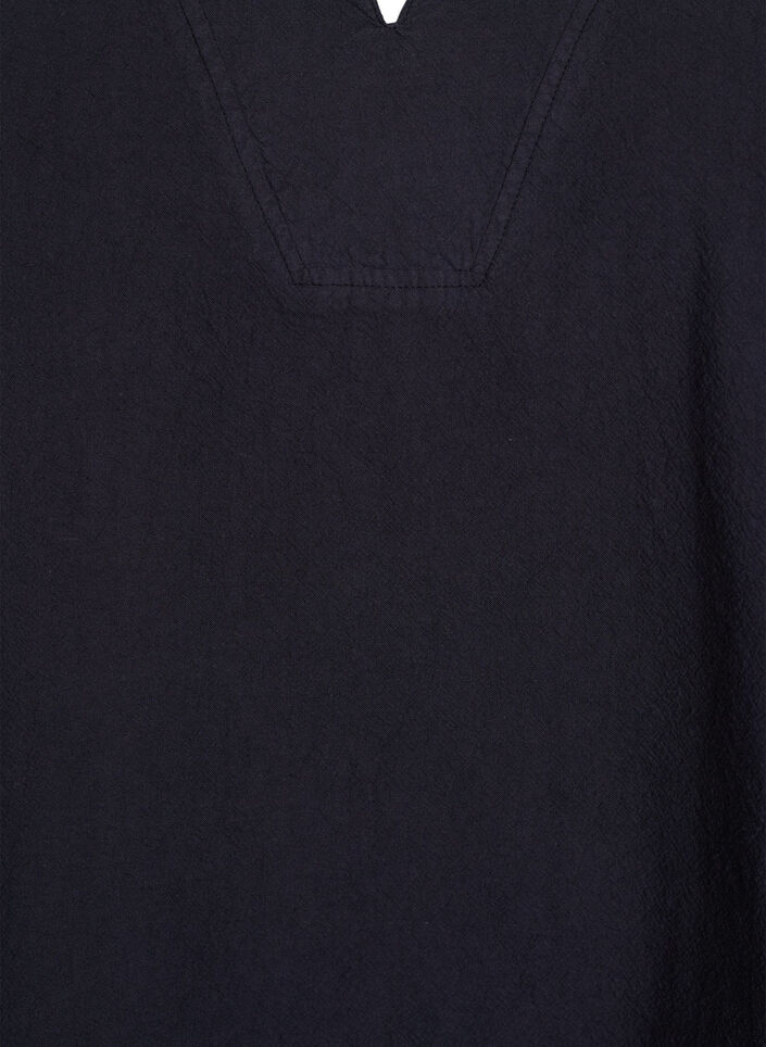 Løs bluse med krage og 1/2 ermer, Svart, Packshot image number 2