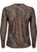 Mesh bluse med trykk, Brun, Packshot image number 1
