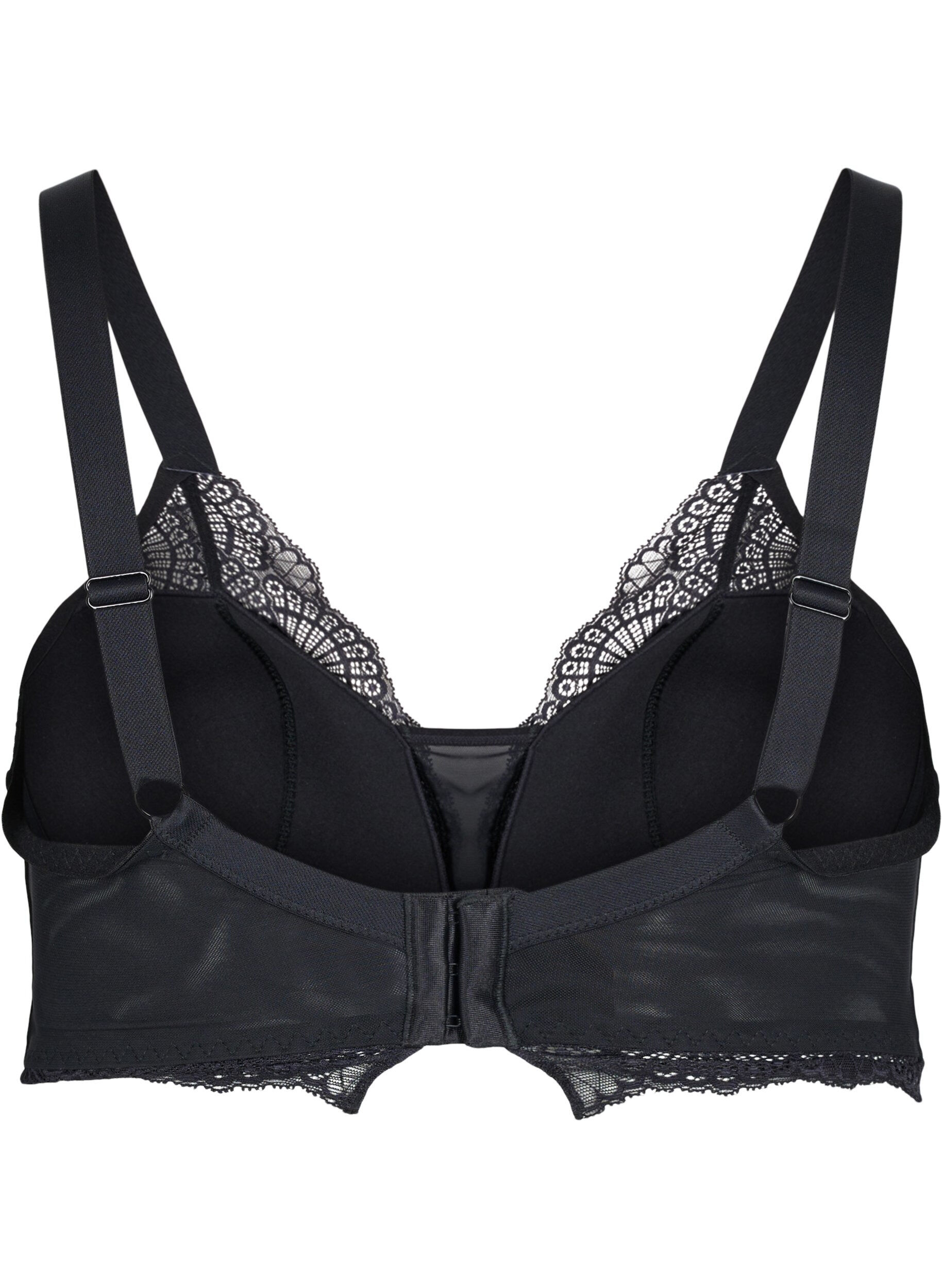 Zizzi Lett vattert blonde-BH med mesh, Black, Packshot image number 1
