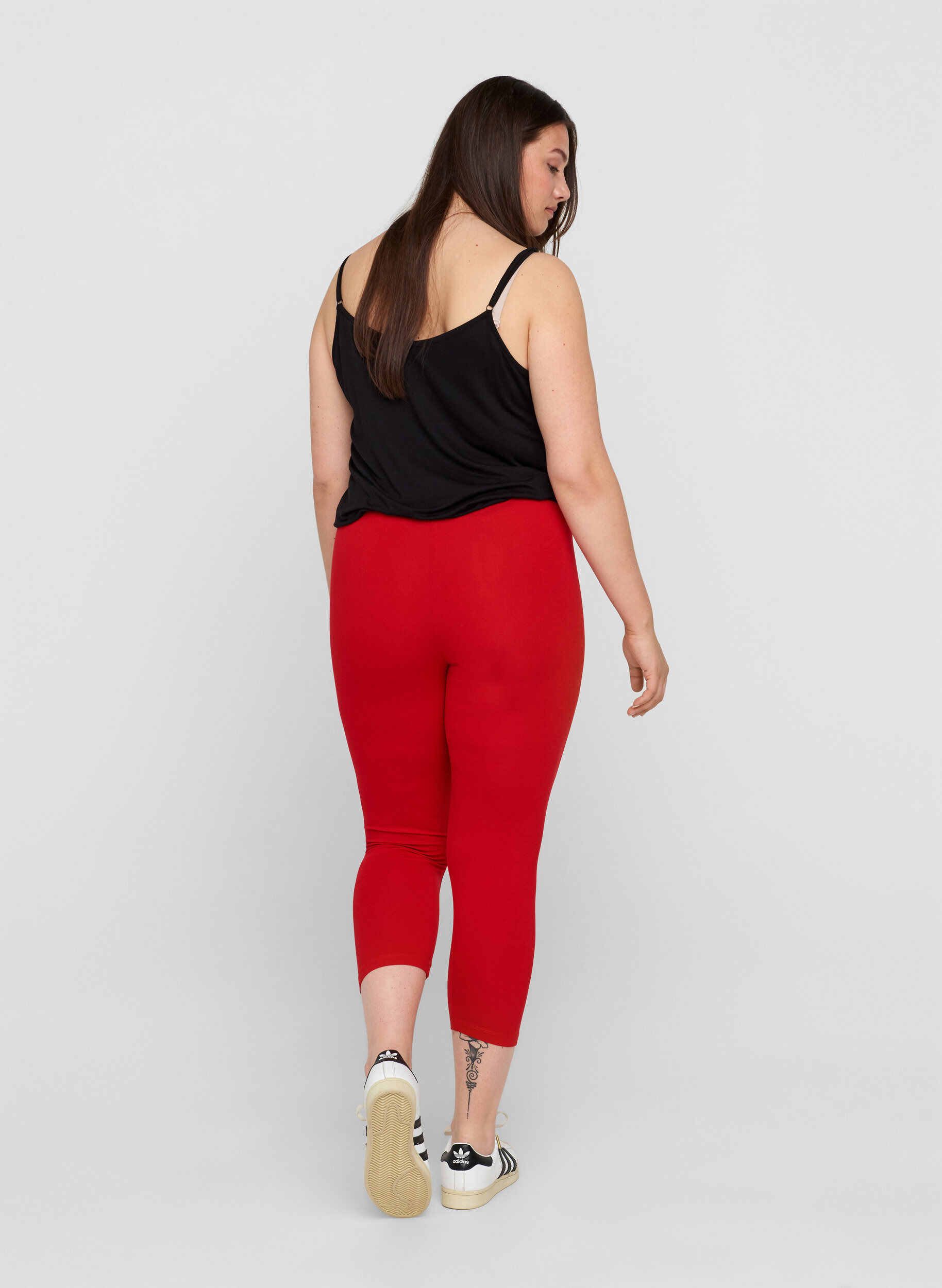Zizzi 3/4-basisleggings, Tango Red, Model image number 1