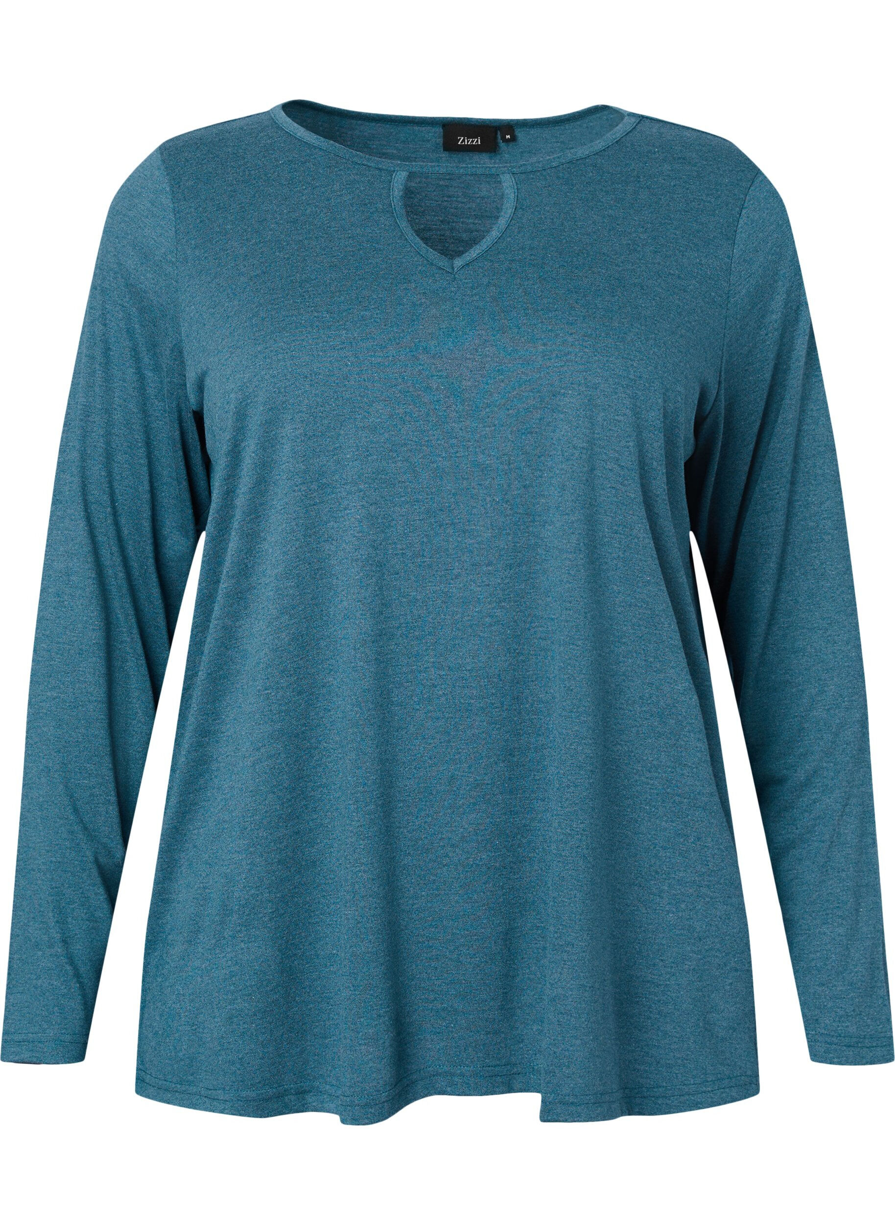 Zizzi Melange bluse med lange ermer, Legion Blue Mel., Packshot image number 0