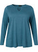 Melange bluse med lange ermer, Legion Blue Mel., Packshot image number 0