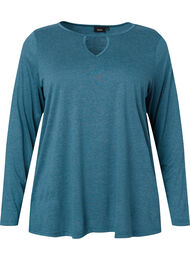 Melange bluse med lange ermer, Legion Blue Mel.