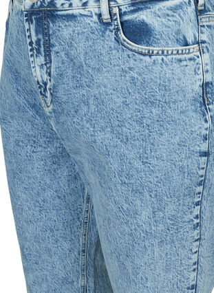 Mom fit Mille jeans med blomster, Blue denim, Packshot image number 2