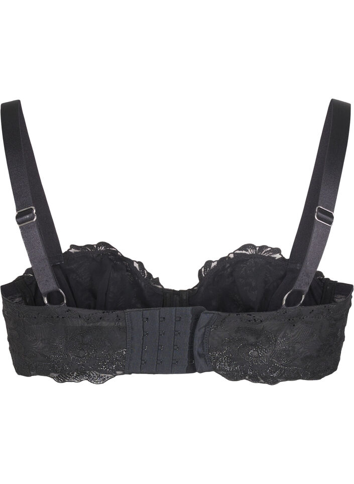 Balconette-BH med bøyle og brodert blonde, Black, Packshot