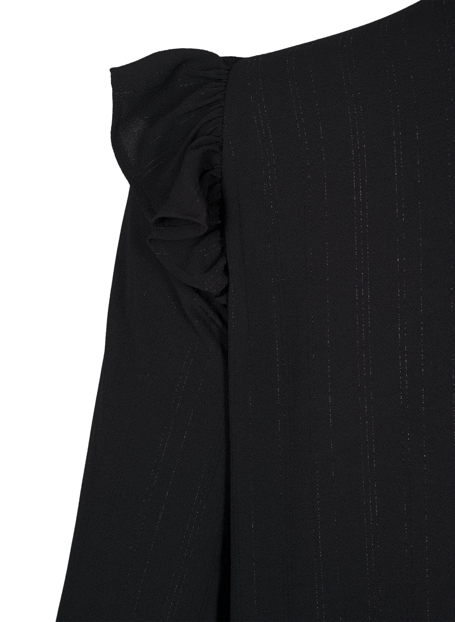 Zizzi Kort kjole med volanger og glitter, Svart, Packshot image number 3