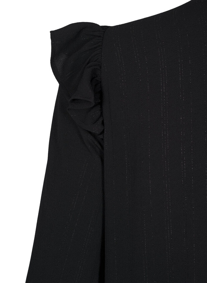 Kort kjole med volanger og glitter, Svart, Packshot image number 3