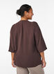 Skjortebluse med v-hals og 3/4 ermer, Brown, Model image number 2