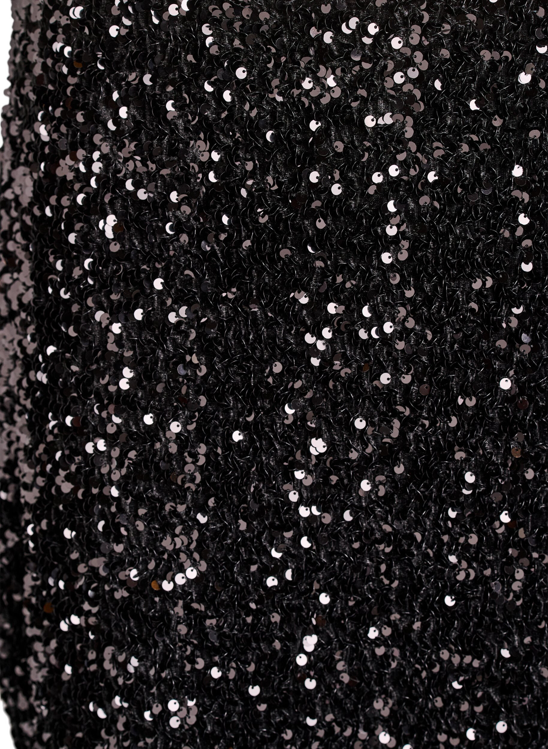 Zizzi Kort paljettskj&oslash;rt med elastisk midje, Svart, Packshot image number 2