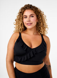 Bikinitop med volanger og uttagbare innlegg, Black, Model