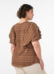 Bluse med smockstruktur og volangermer, Brun, Model image number 2