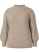 Mønstret høyhalset strikkegenser, Simply Taupe Mel., Packshot image number 0