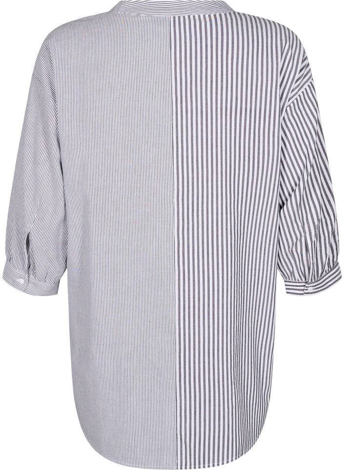 Rutete tunika med 3/4 ermer, Svart, Packshot image number 1