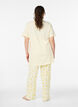 Pyjamasbukse i mykt jerseystoff med h&oslash;y midje og frukttrykk, Gul, Model image number 1