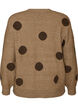 Strikkebluse med prikket m&oslash;nster, Brun, Packshot image number 1