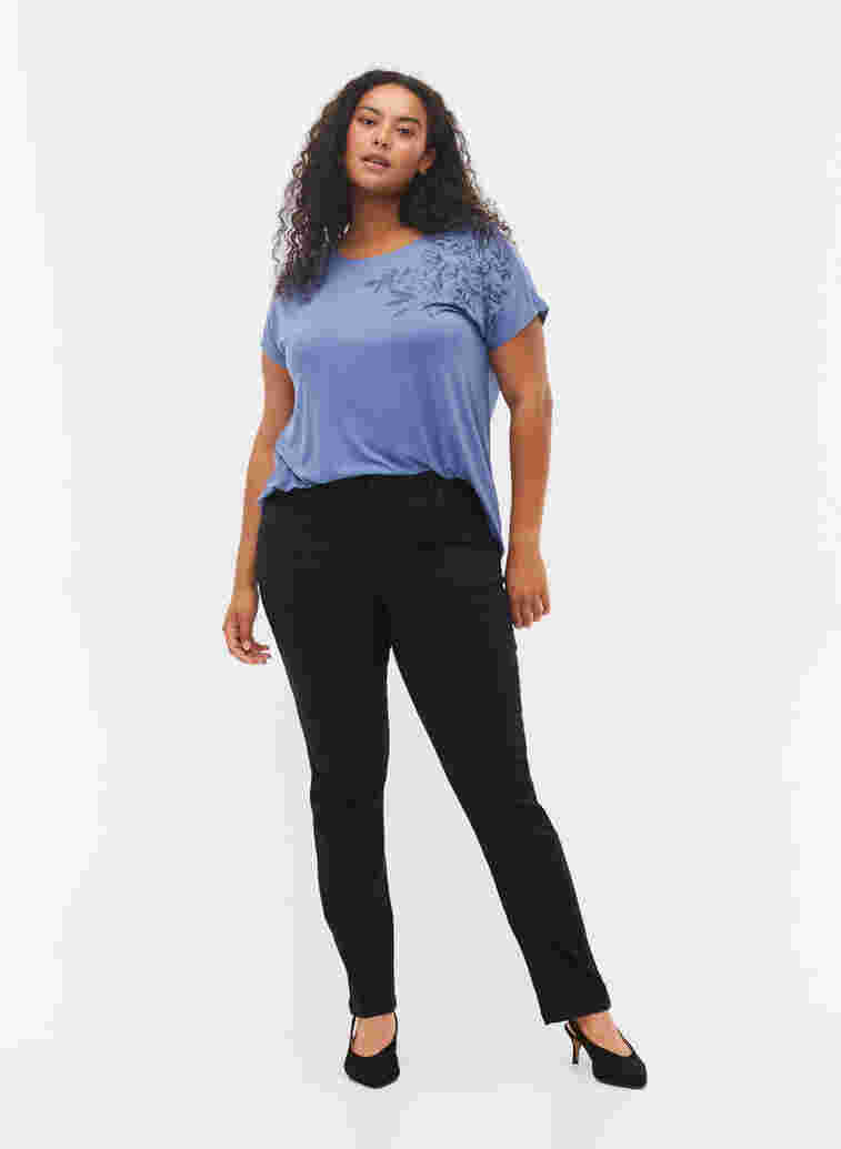 Slim fit Emily jeans med normal høyde i livet, Black, Model image number 0