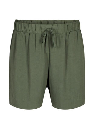 Zizzi Shorts med lommer og elastisk linning, Grønn, Packshot image number 0