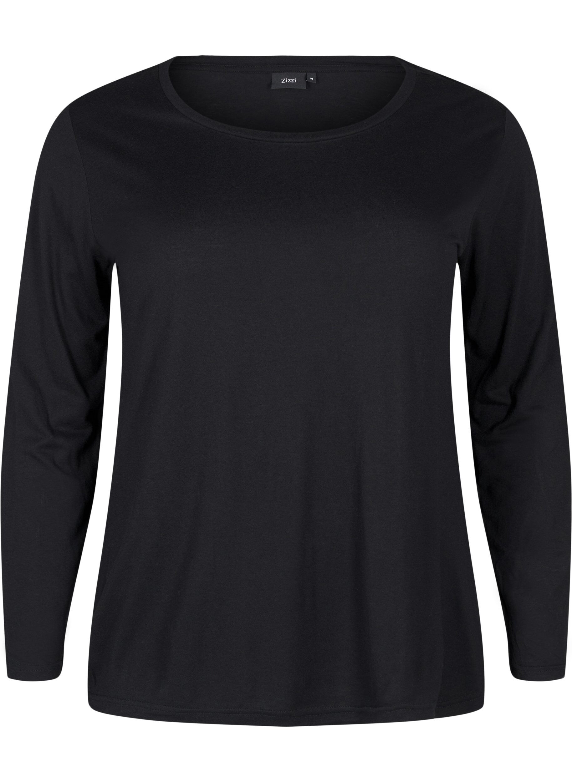 ZizziLangermet bluse i ull og viskose, Svart, Packshot image number 0