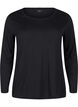 Langermet bluse i ull og viskose, Svart, Packshot image number 0