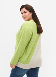 Strikket bluse med rund hals og fargeblokk, Tender Shoots Comb, Model