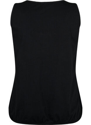Bomullstopp med rund hals og blondekant, Black, Packshot image number 1