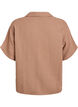Bluse i bomullsmusselin med korte ermer, Brun, Packshot image number 1