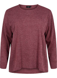 Melange Bluse med rund hals og lange ermer, Dry Rose
