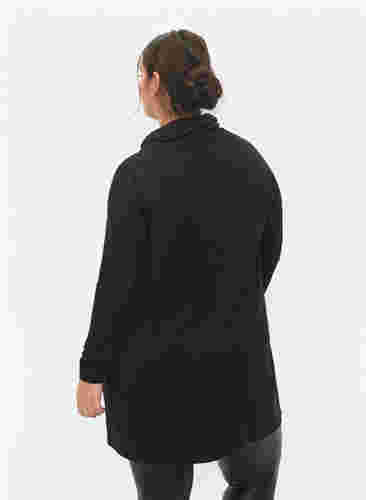 Tunika med lange ermer og høy hals, Black, Model image number 1