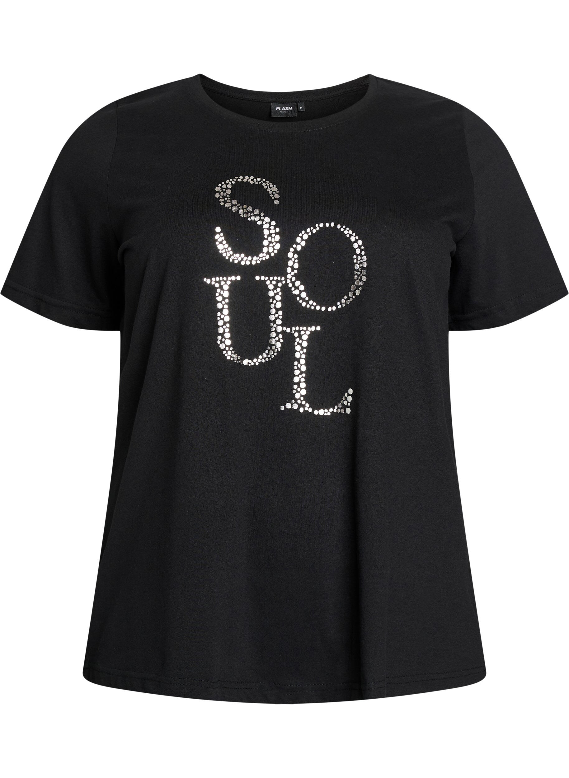 ZizziT-skjorte med trykk, Svart, Packshot image number 0