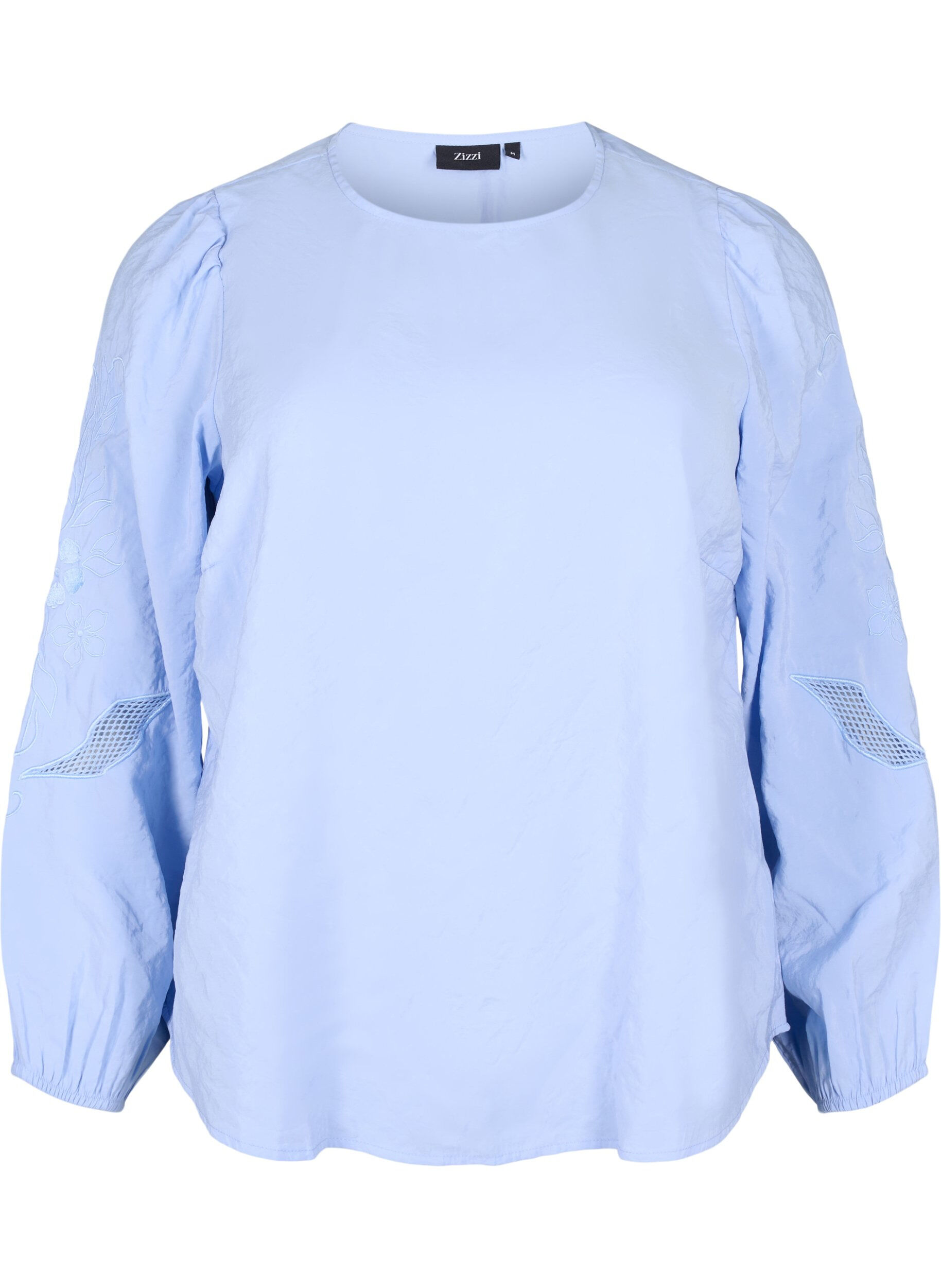 Zizzi Bluse i Tencel &trade; Modal med broderidetaljer, Serenity, Packshot image number 0