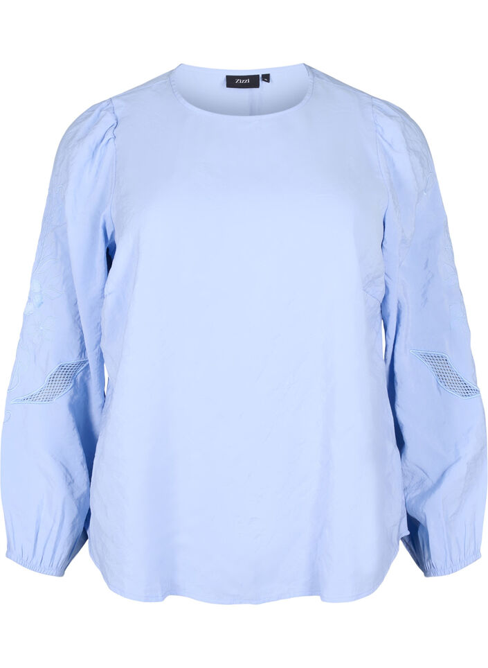 Bluse i Tencel ™ Modal med broderidetaljer, Serenity, Packshot image number 0