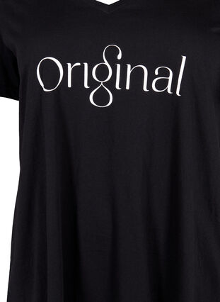 T-skjorte i bomull med trykk og V-hals, Black ORI, Packshot image number 2