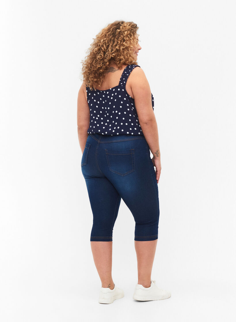 Amy capribukser med høyt liv og super slim fit, Blue denim, Model