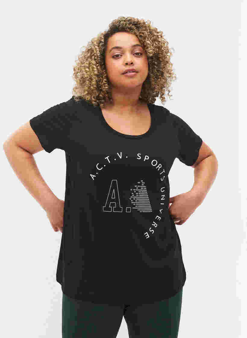 T-skjorte til trening med trykk, Black A.C.T.V, Model