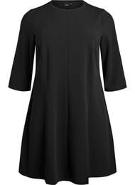 Kort A-linje jersey kjole med 3/4 ermer, Svart
