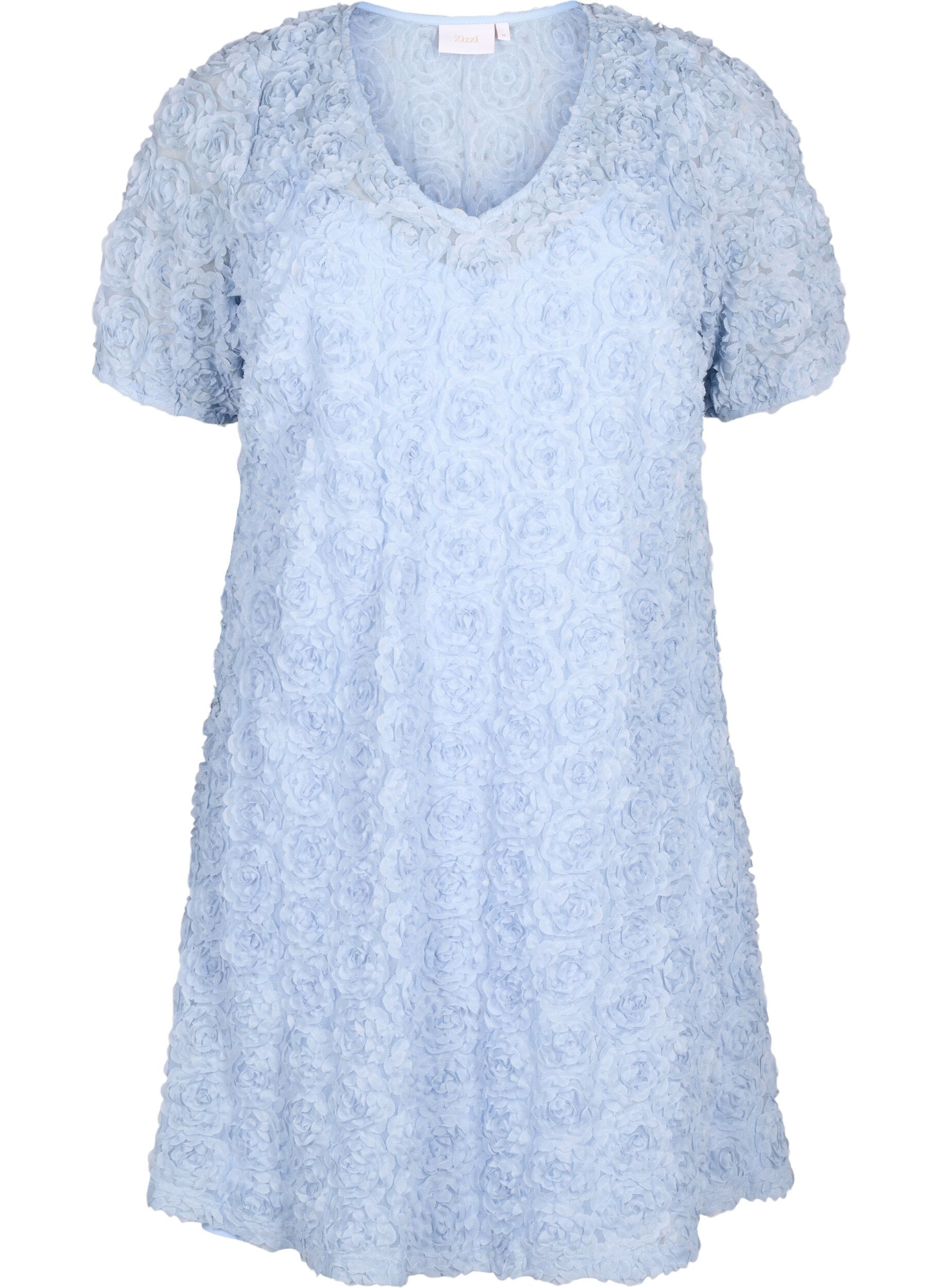 Zizzi Festkjole med 3D-blomster, Cashmere Blue, Packshot image number 0