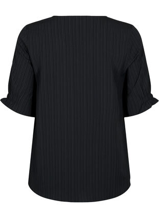 Stripete bluse med 1/2 ermer, Black, Packshot image number 1