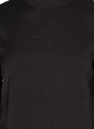 Viskosekjole med lange ermer og folder, Black, Packshot image number 2
