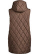 Mellomlang quiltet vest med hette, Brun, Packshot image number 1