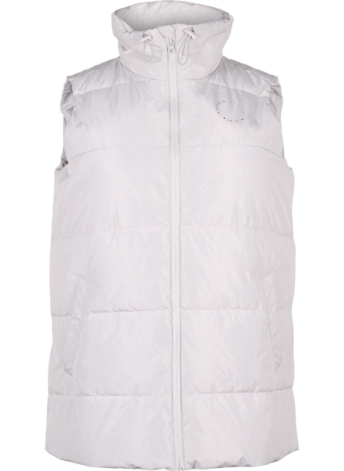 Sporty vest med høy krage og lommer, Pearl Blue, Packshot image number 0