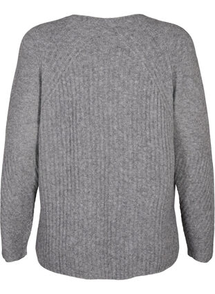 Strikket genser med splitt, Light Grey Melange, Packshot image number 1