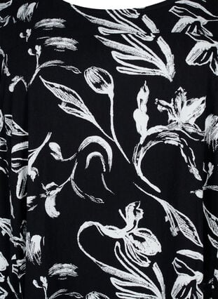 Kortermet bomullskjole med mønster, Black W. AOP White, Packshot image number 2
