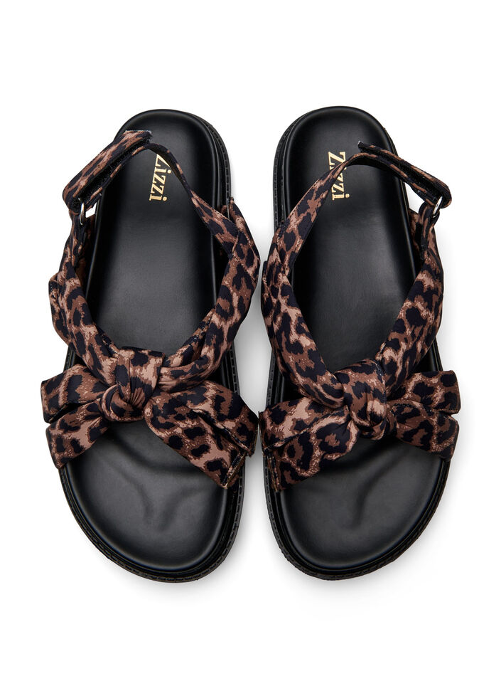 Wide fit - Sandal med knutedetaljer, Leopard AOP, Packshot