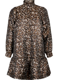 Kort jacquardkjole med leopardmønster, Brown Leo AOP