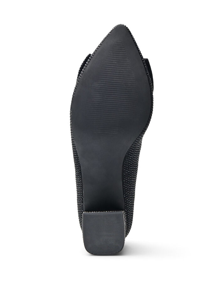 Wide fit - Pumps med sløyfe og rhinesteiner, Black, Packshot