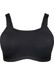 Sports-BH med h&oslash;y st&oslash;tte, b&oslash;yle og polstrede stropper, Svart
