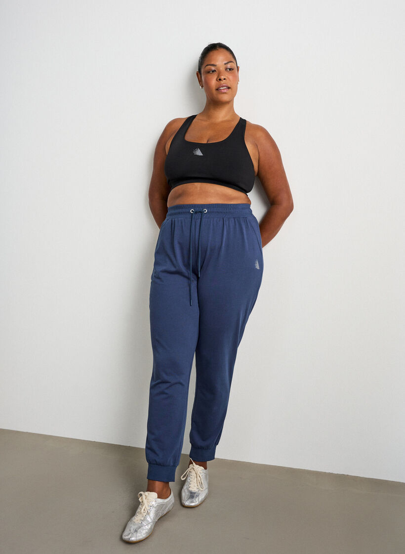 L&oslash;se joggebukser med lommer, Bl&aring;, Model image number 0