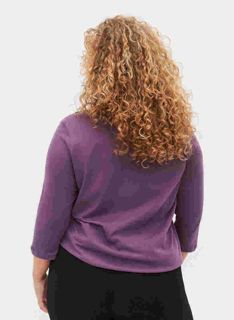 T-skjorte i bomull med 3/4-ermer, Vintage Violet, Model image number 1