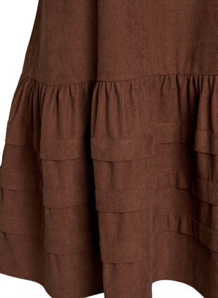 Zizzi Kort cordfløyelskjole med firkantet halslinje, Fondue Fudge, Packshot image number 3