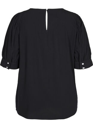 Bluse i viskose med A-form, Black, Packshot image number 1